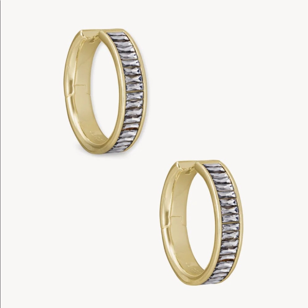 Kendra Scott Jack Gold Hoop Earrings in White Crystal